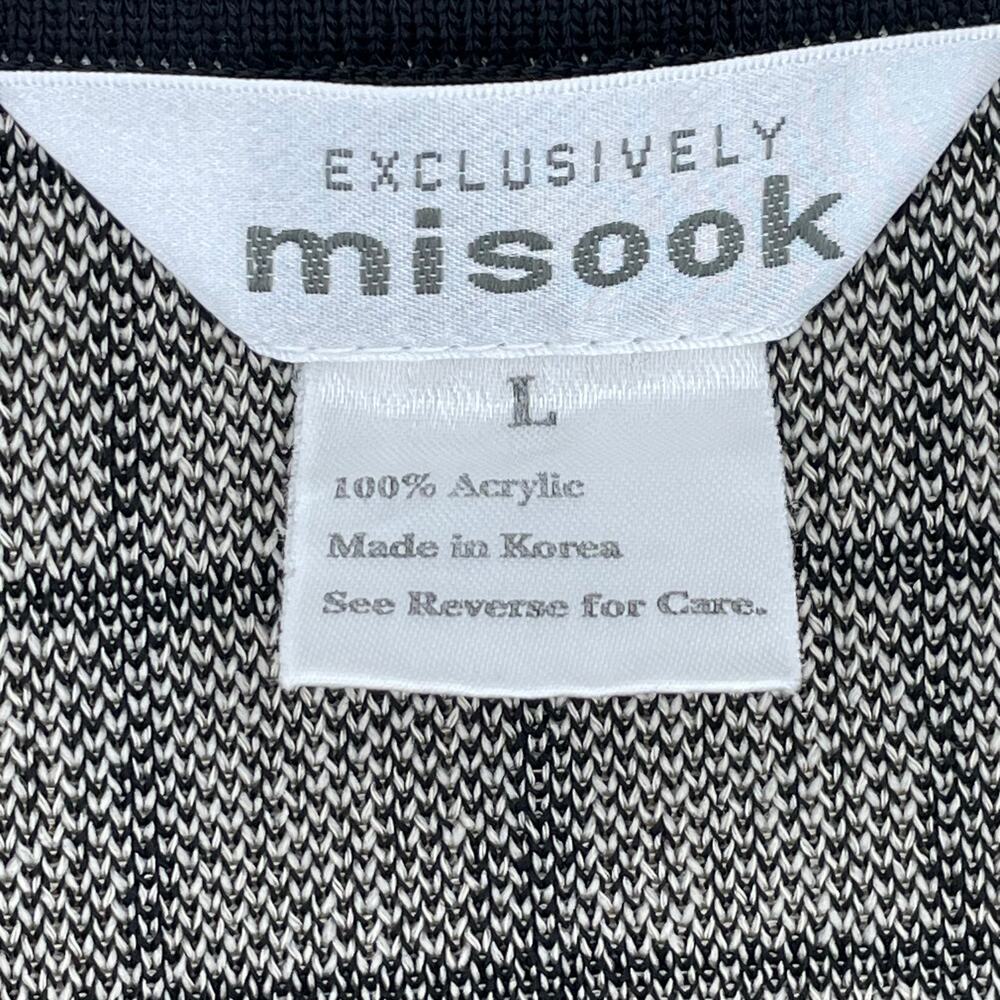 Misook Women's Cardigan Sweater, Sz. L Neutral Preppy Minimalist Windowpane - Picture 4 of 8